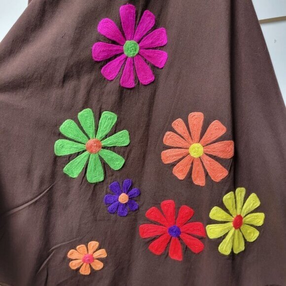 Capris Cotton Culottes, Wide Leg Capri Pants with colorful Floral Applique-NEW - Picture 7 of 12